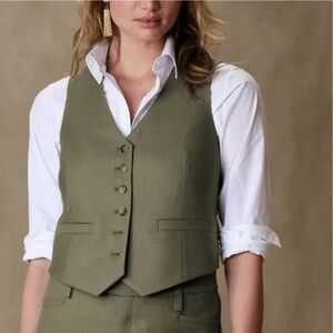 NWT Banana Republic Lido Italian Wool Vest - Desert Thyme, Size 2